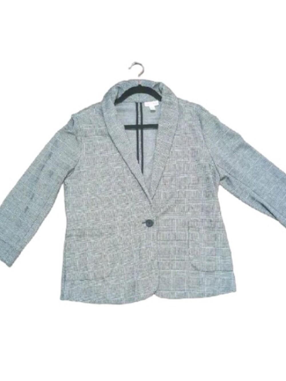 NWOT Maison Jules Gray Plaid Shawl Collar Blazer Jacket